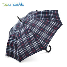 wholesale automatic straight umbrella with fashion tartan fabric